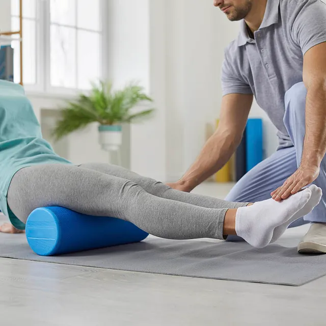 Physiotherapeutische Behandlung mit Massagerolle